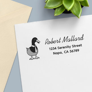 Funny Mallard Duck Collar Necktie Return Address Self-inking Stamp