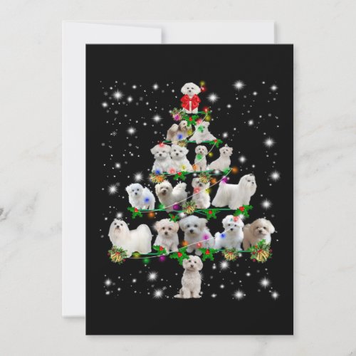 Funny Maltese Christmas Tree Ornaments Decor Holiday Card