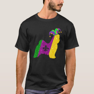 Funny Maltese Dog Mardi Gras Party Mask Beads Dog T-Shirt