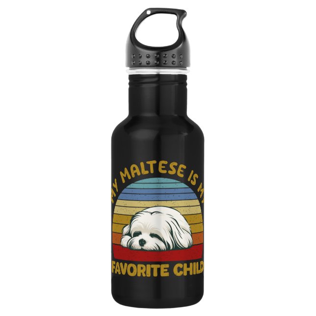 Funny Maltese Dog Stainless Steel Water Bottle (Front)