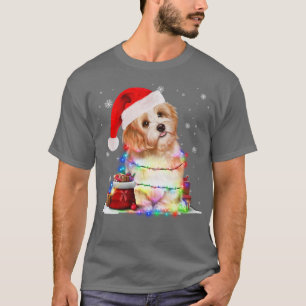 Funny Maltese Dog Tree Christmas Lights Xmas Pajam T-Shirt