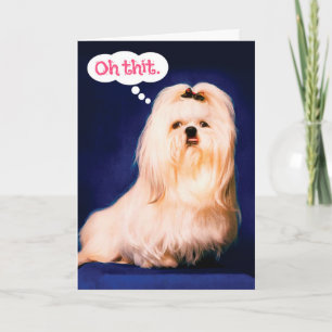 Funny Maltese Dog With Lisp Belated Birthday Card