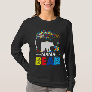 Funny Mama Bear Support Autistic Autism Mom Autism T-Shirt