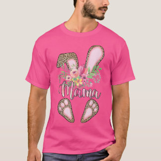 Funny Mama Leopard Rabbit Bunny Family Happy Easte T-Shirt