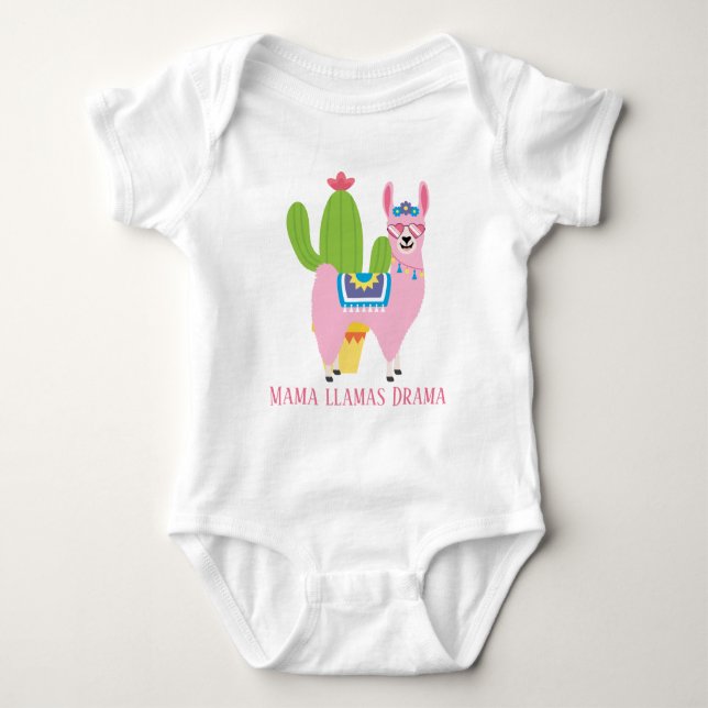 funny Mama llamas drama add text Baby Bodysuit (Front)