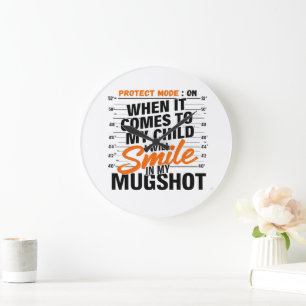 Funny Mama Protect Mode Sarcastic Mom Quote Shirt Large Clock