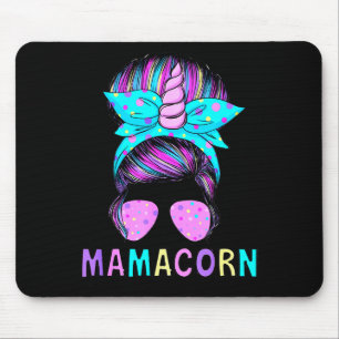 Funny Mamacorn Unicorn Messy Bun Mom Mother's Day Mouse Pad