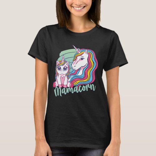 Funny Mamacorn Unicorn Mom Baby Girl Mothers Day T_Shirt