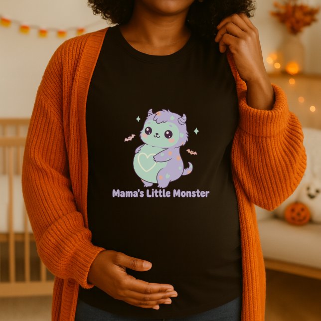 Funny Mamas Halloween Little Monster Cute Pregnant T-Shirt (Creator Uploaded)