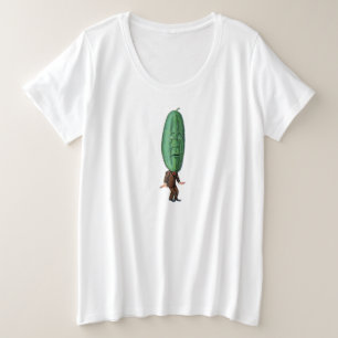 Funny Man Big Green Pickle Head Brown Suit Plus Size T-Shirt
