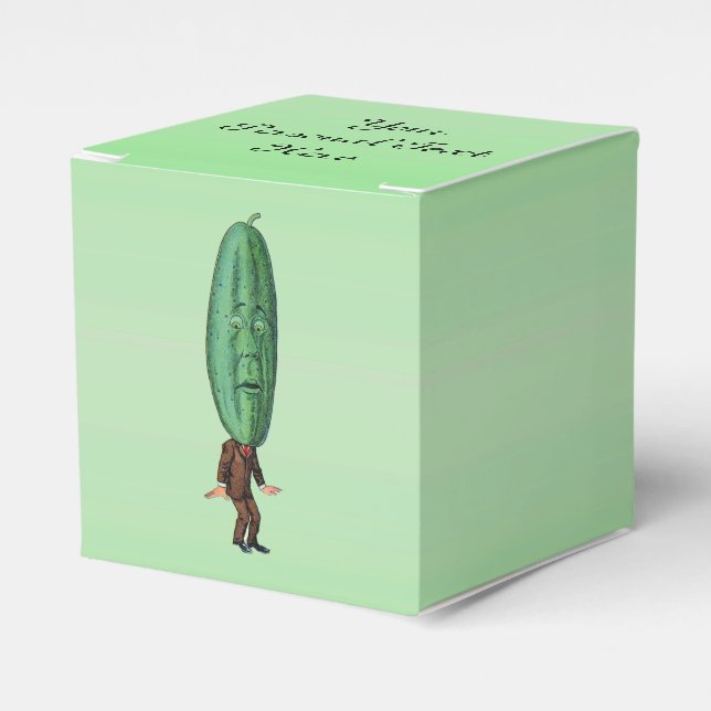 Funny Man Big Pickle Head Brown Suit Green Favor Boxes (Front Side)