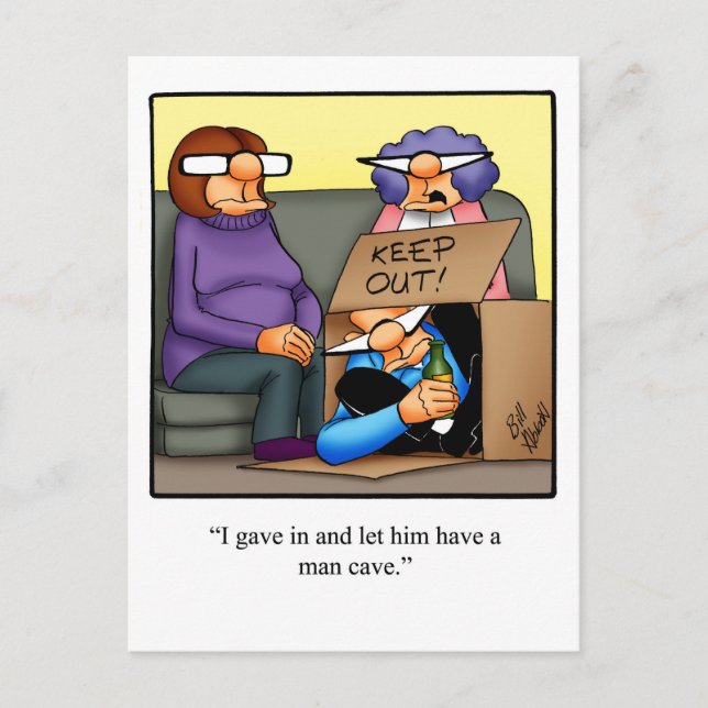 Funny Man Cave Humor Postcad Postcard (Front)