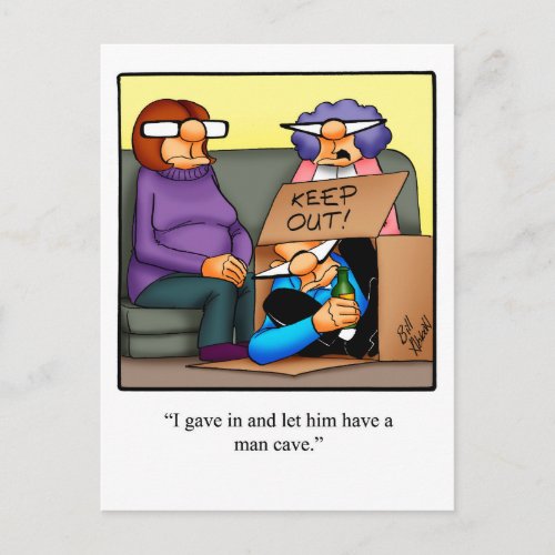 Funny Man Cave Humor Postcad Postcard