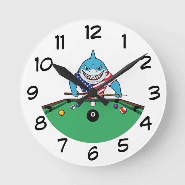 Funny Man Cave Pool Shark Wall Clocks (Front)