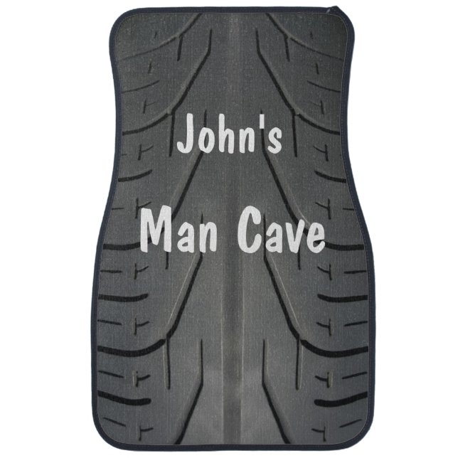 Funny Man Cave Tire Tread Car Mats (Front)