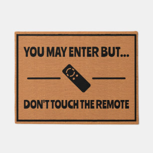 Funny Man Cave TV Remote Humor Rustic Minimalist Doormat