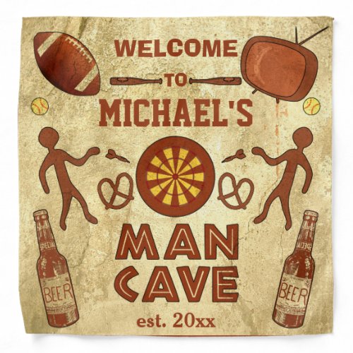 Funny Man Cave with Your Name Custom Bandana