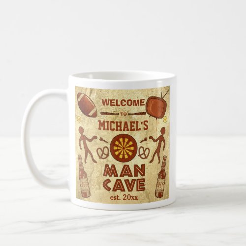 Funny Man Cave with Your Name Custom Coffee Mug