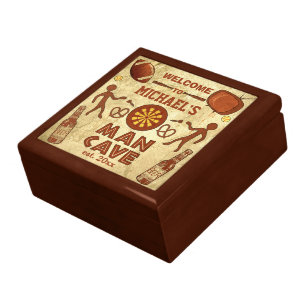 Funny Man Cave with Your Name Custom Gift Box