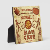 Funny Man Cave with Your Name Custom Plaque