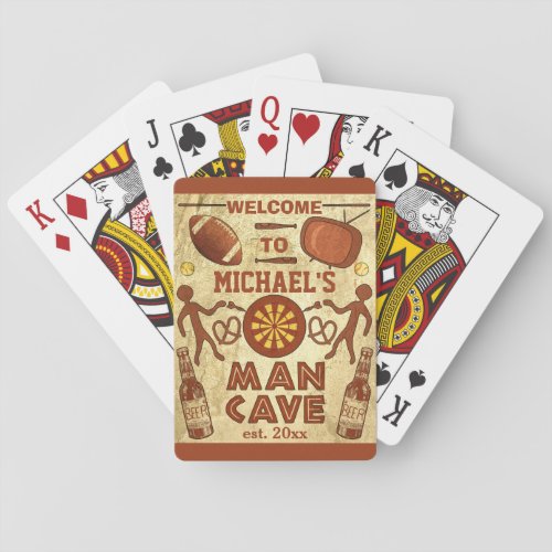 Funny Man Cave with Your Name Custom Poker Cards