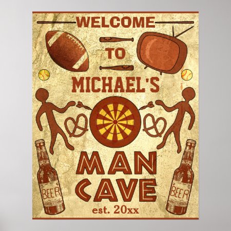 Funny Man Cave With Your Name Custom Poster