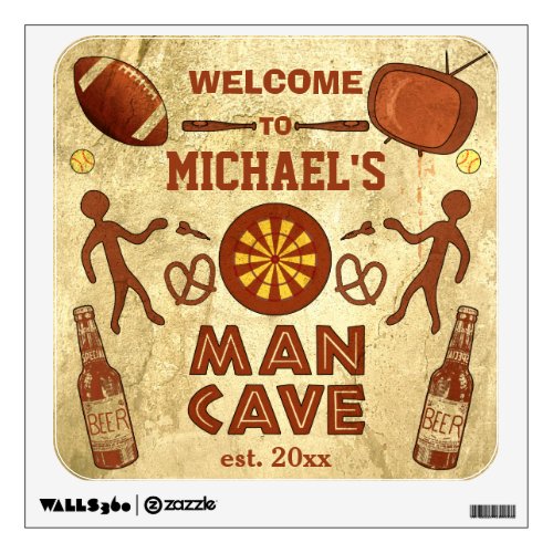 Funny Man Cave with Your Name Wall Decal