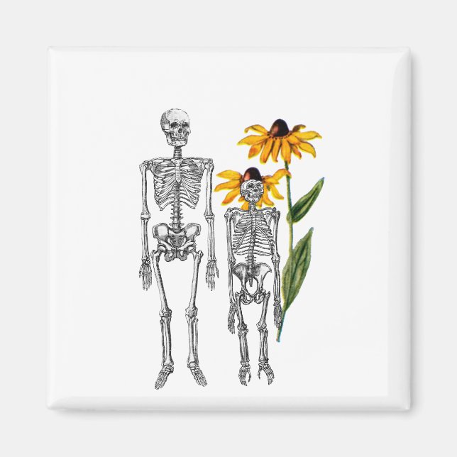 Funny Man Chimpanzee Skeleton Black Eyed Susan Magnet (Front)
