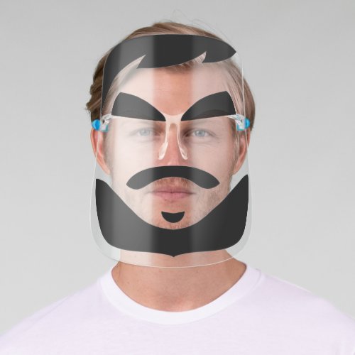 Funny Man Comic Style Beard Mustache Eyebrows Face Shield