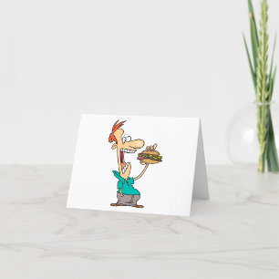 Funny Man Eating A Sandwich Letterpress Thank You Card