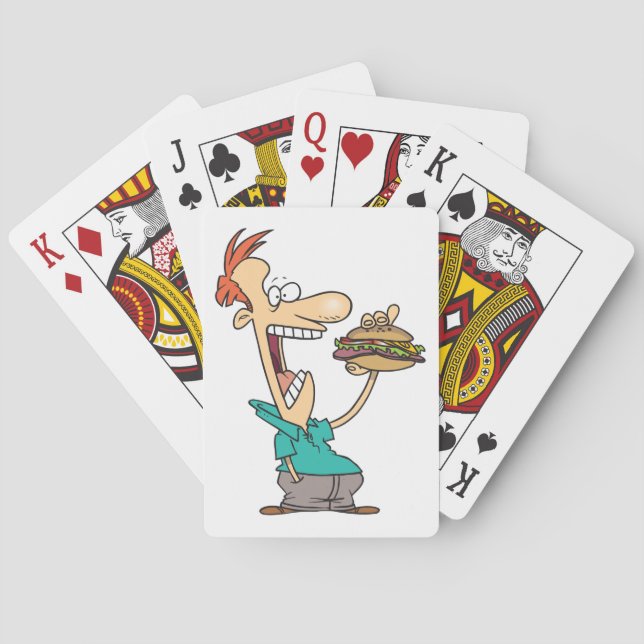 Funny Man Eating A Sandwich Poker Cards (Back)