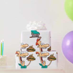 Funny Man Eating A Sandwich Wrapping Paper