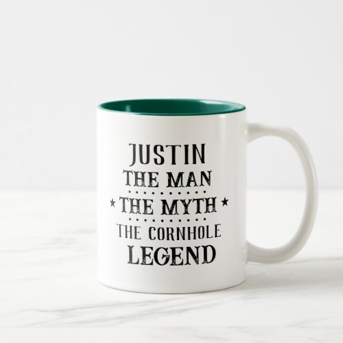 Funny Man Myth Cornhole Legend Two_Tone Coffee Mug