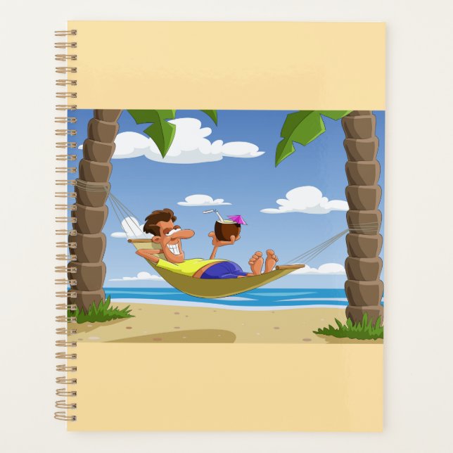 Funny Man Relaxing in Beach Hammock Planner (Front)