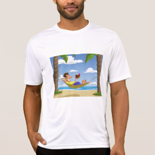 Funny Man Relaxing in Beach Hammock T-Shirt