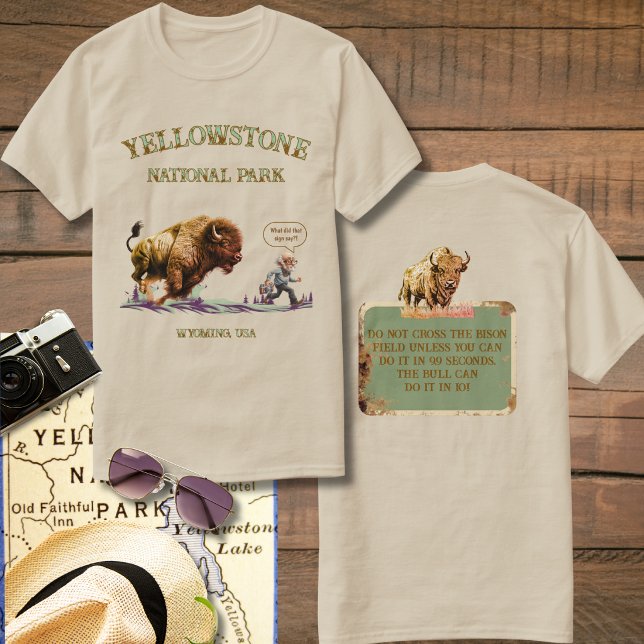Funny Man Running Bison American Buffalo T-Shirt (Creator Uploaded)