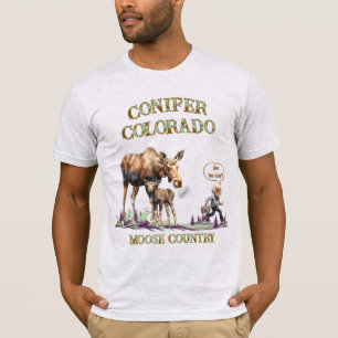 Funny Man Running from Mama and Baby Moose T-Shirt