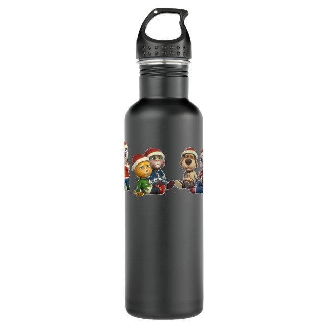 Funny Man Talking Tom And Friends In Holiday Chris Stainless Steel Water Bottle (Front)