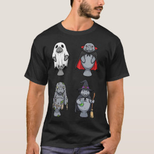 Funny Manatee Ghost Witch Zombie Vampire Halloween T-Shirt