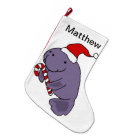 Funny Manatee in Santa Hat Christmas Cartoon