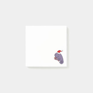 Funny Manatee in Santa Hat Christmas Cartoon Post-it Notes