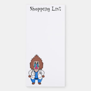 Funny mandrill doctor cartoon illustration magnetic notepad