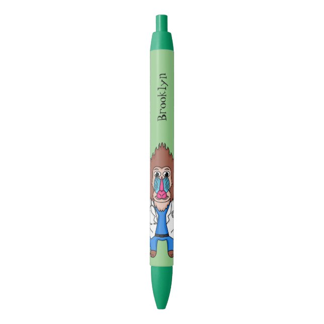 Funny mandrill doctor cartoon illustration pen (Front Vertical)