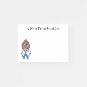 Funny mandrill doctor cartoon illustration post-it notes
