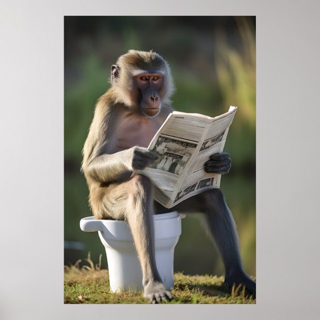 Funny Mandrill Monkey Bathroom Print Toilet Wall (Front)