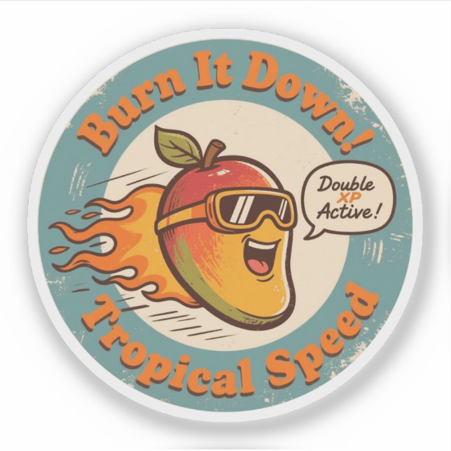 Funny Mango Racer Tropical Speed Boost Sticker (Front)