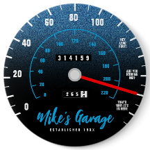 Funny Manly Car Odometer Speedometer Blue Glitter