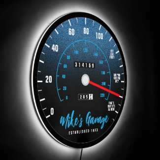 Funny Manly Car Odometer Speedometer Blue Glitter