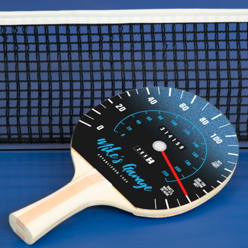 Funny Manly Car Odometer Speedometer Blue Glitter Ping Pong Paddle