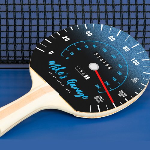 Funny Manly Car Odometer Speedometer Blue Glitter Ping Pong Paddle